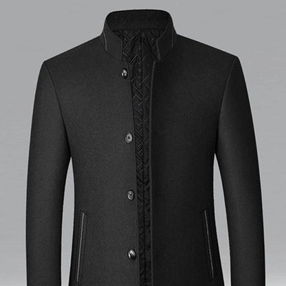 Men's Wool Stand-Collar Tailored Overcoat
