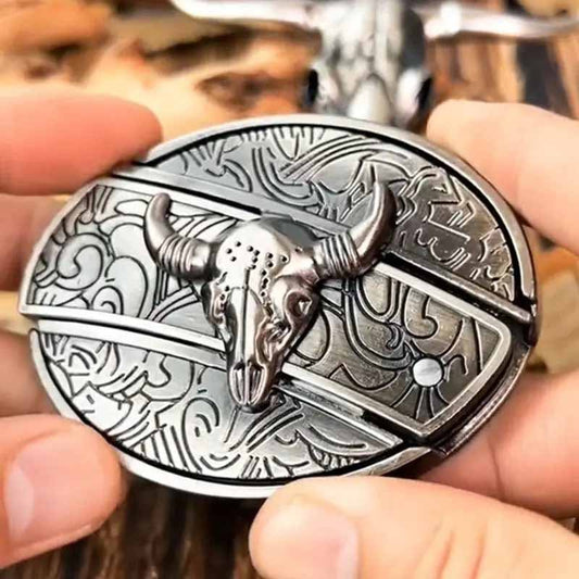 Western Style Silver Oval Belt Buckle - Cofik