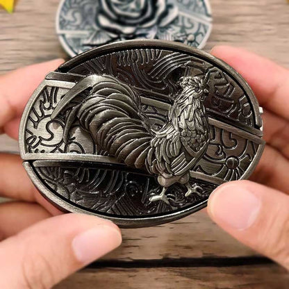 Western Style Silver Oval Belt Buckle