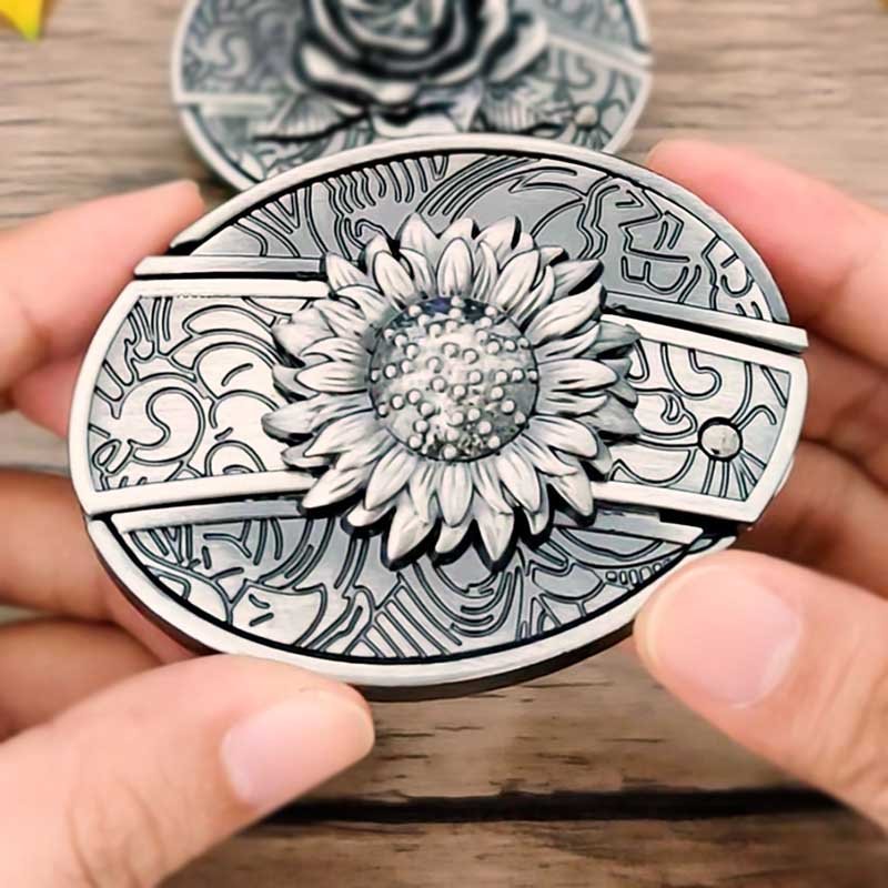 Western Style Silver Oval Belt Buckle