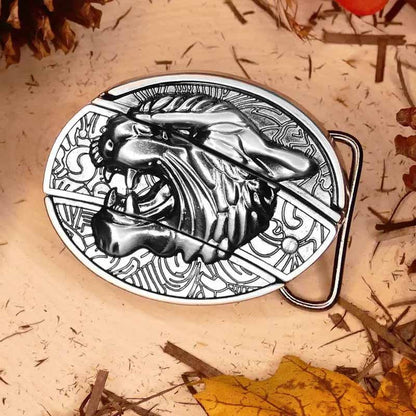Western Style Silver Oval Belt Buckle