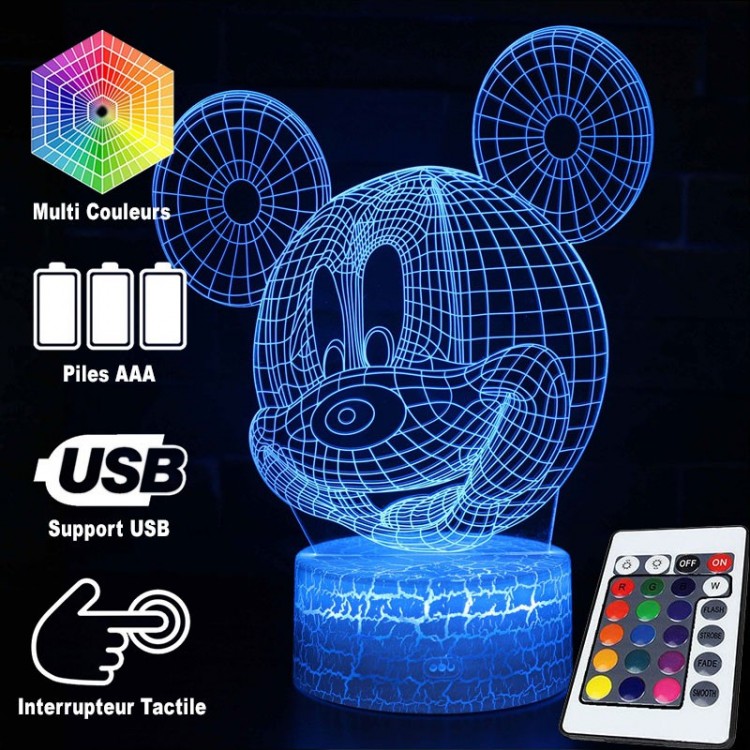 Colorful Mickey Mouse 3D Table Lamp