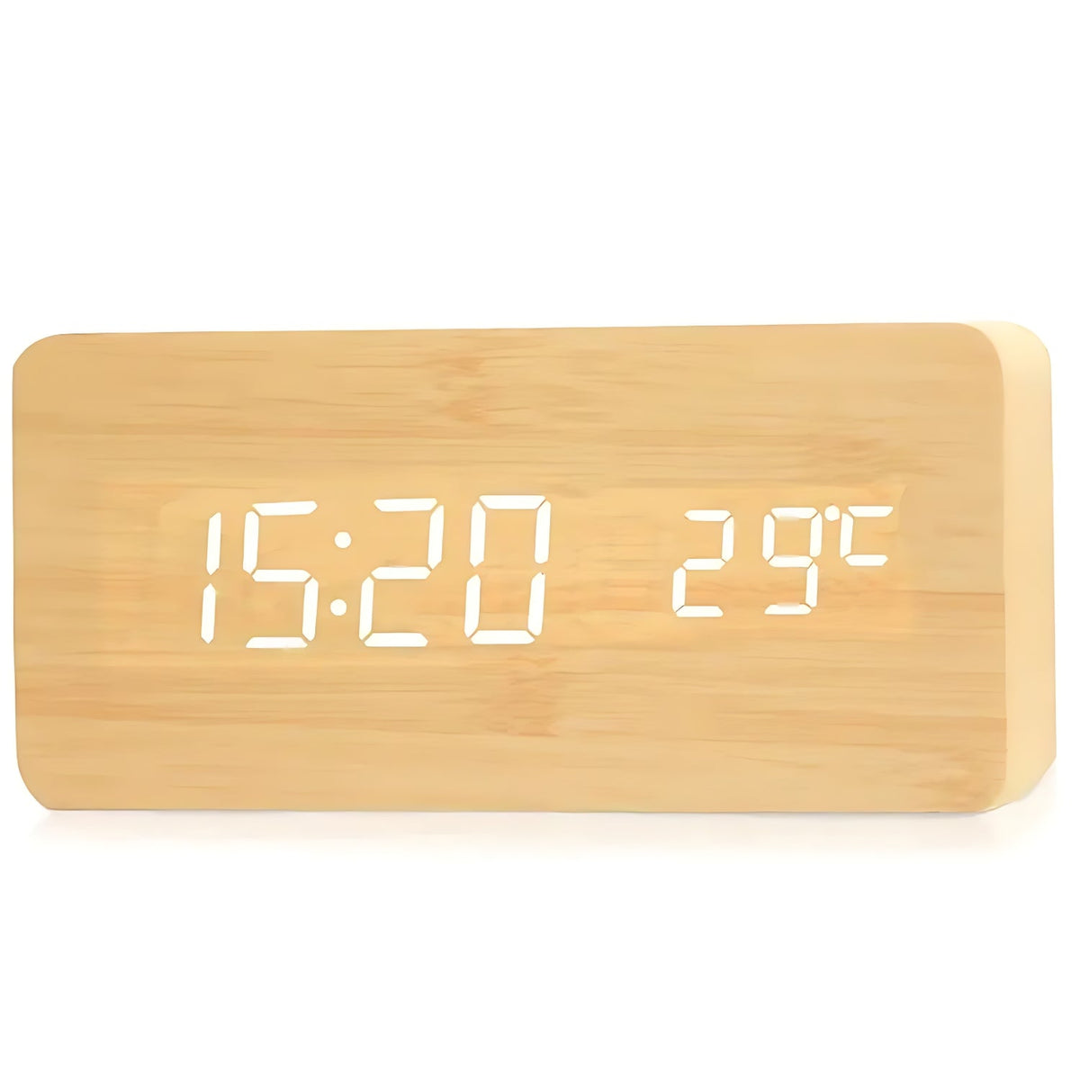 Natural Wood LED Alarm Clock