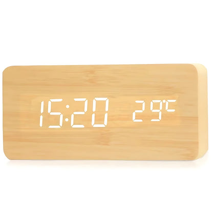 Natural Wood LED Alarm Clock