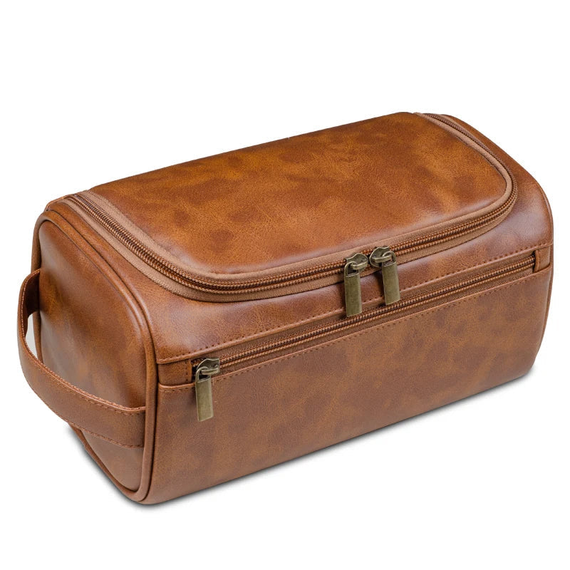 Luxury Travel Leather Toiletry Kit Bag