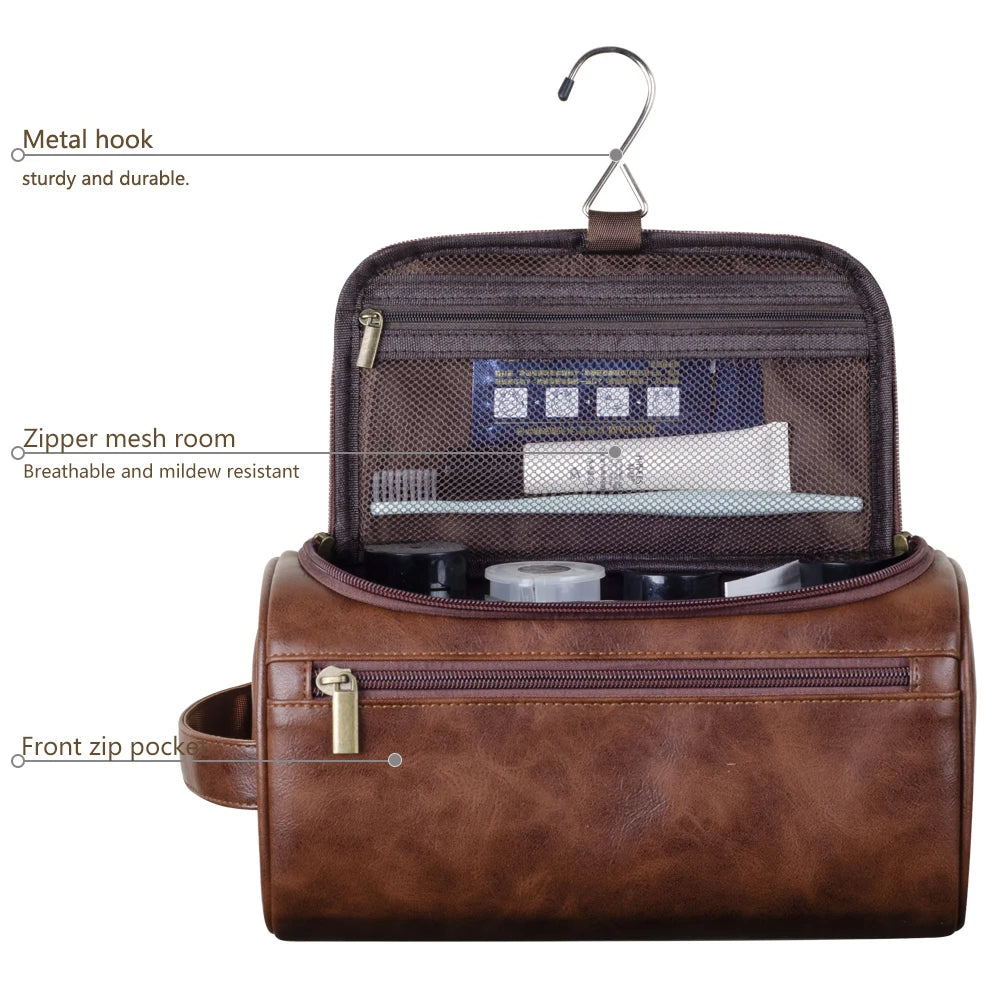 Luxury Travel Leather Toiletry Kit Bag