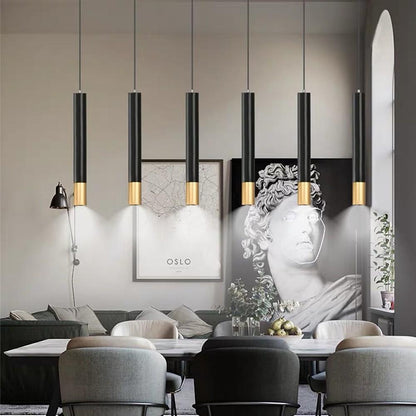 Sleek Gold Metal LED Pendant Island Light Fixture