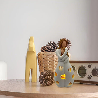 Warm Mother Daughter Figure Candle Holder