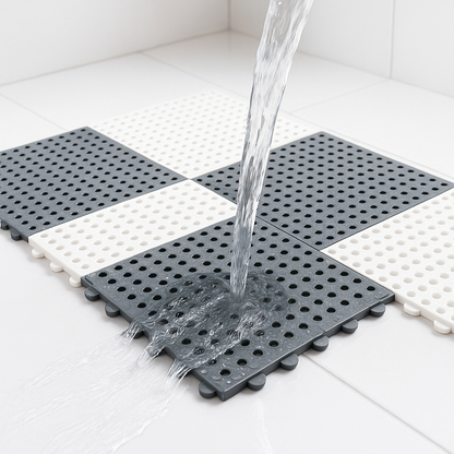 Non-Slip Bath Mat Set | Waterproof Rubber | Mold Resistant | 11.8" x 11.8" | Quick-Drying Safety
