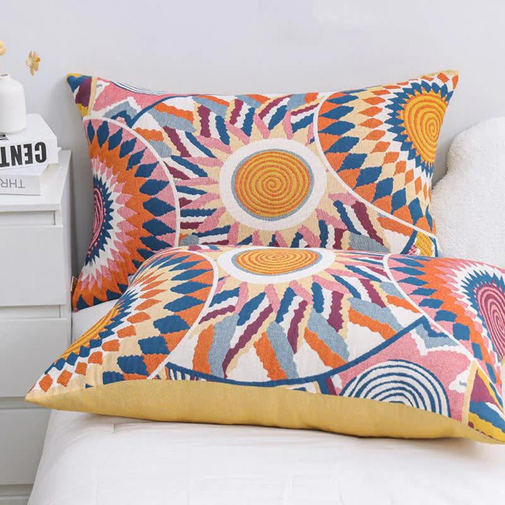 Nordic Sunburst Buttoned Cotton Pillowcases (Set of 2)