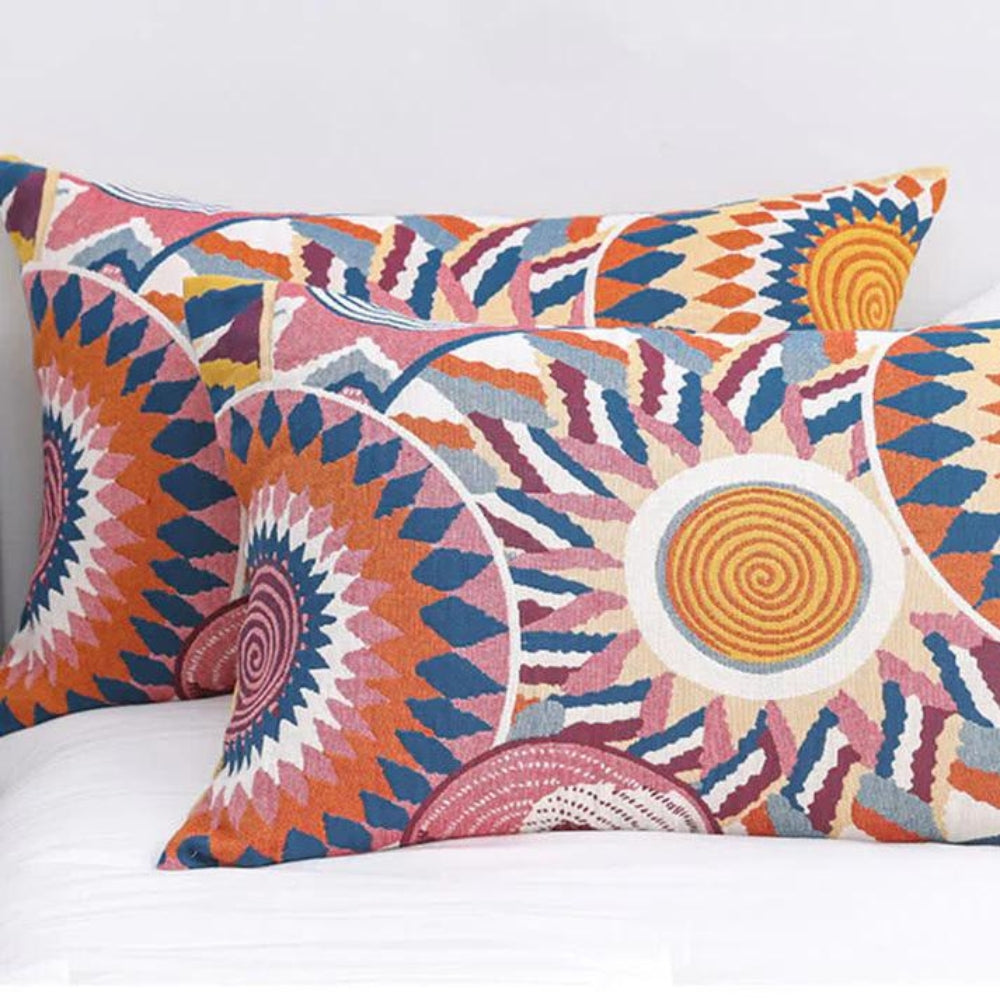 Nordic Sunburst Buttoned Cotton Pillowcases (Set of 2)