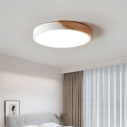 Scandinavian Wood LED Ceiling Lamp – Round Design - Cofik