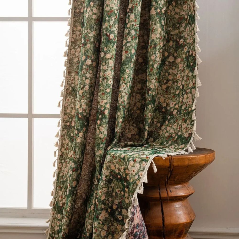 Noveau Ditsy Floral Tassel Curtain