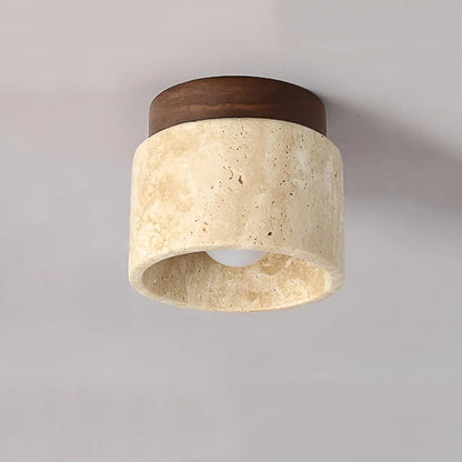 Natural Japanese LED Table Lamp with Stone Base