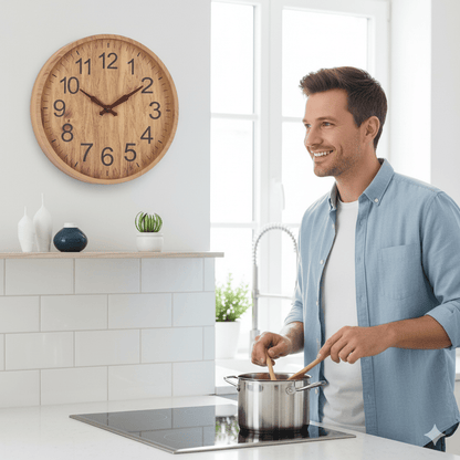 Quiet Wooden Wall Clock with Rustic Style