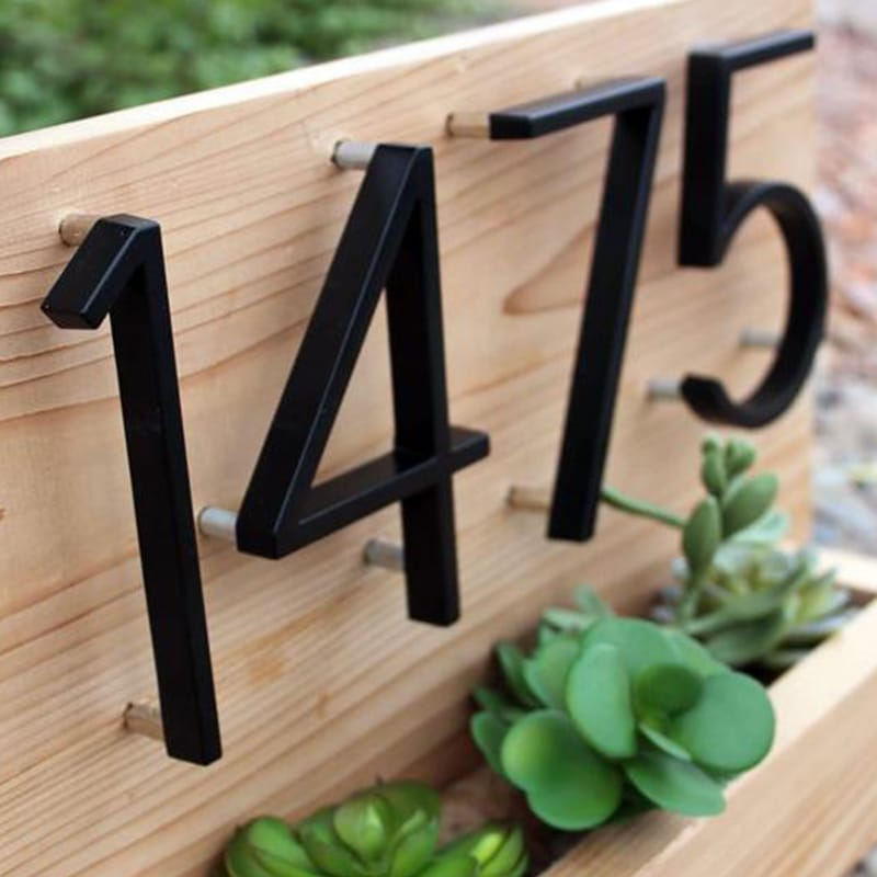 Modern Black Metal Address Sign