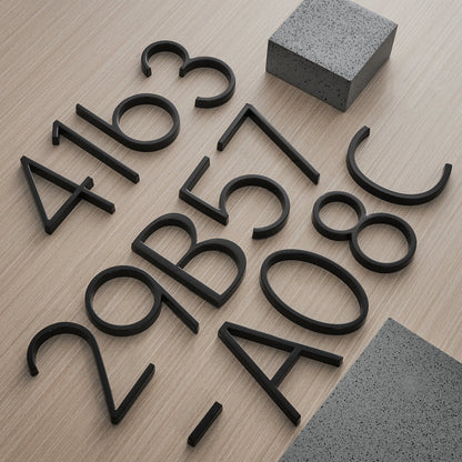 Modern Black Metal Address Sign