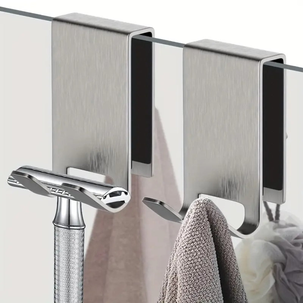 On Glass Stainless Shower Door Hooks