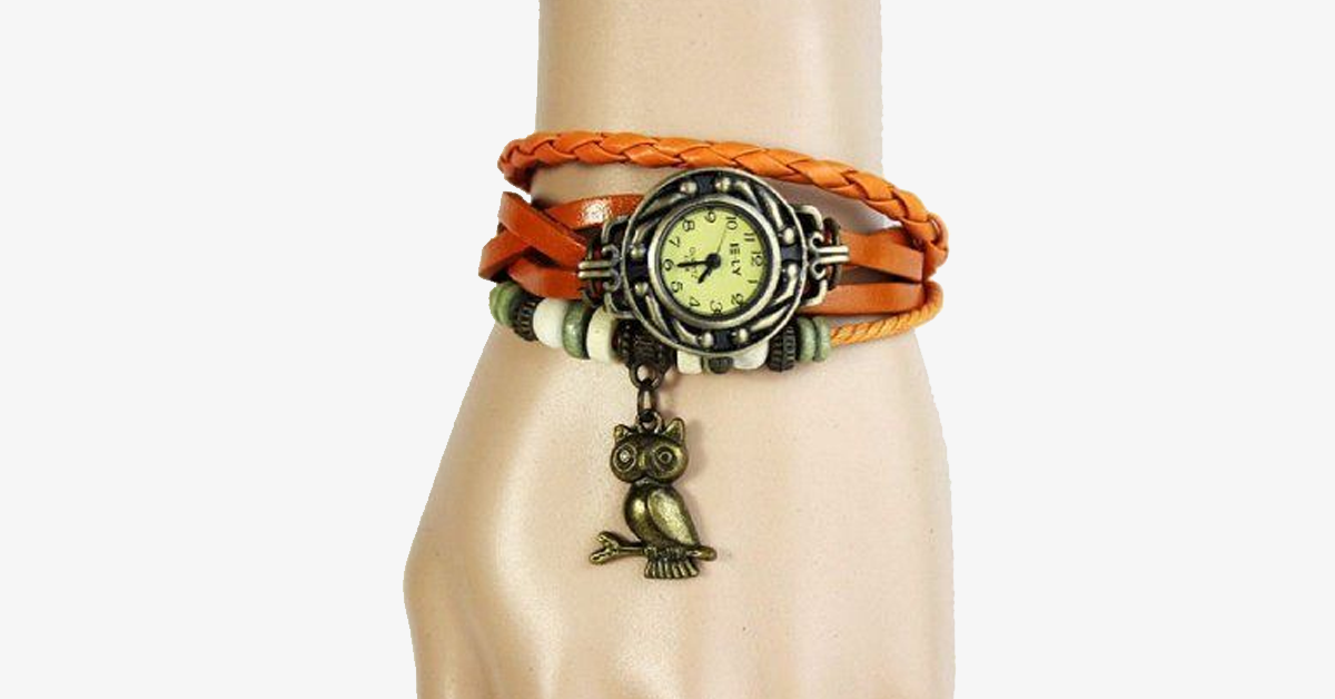 Unique Owl Leather Strap Wrist Watch