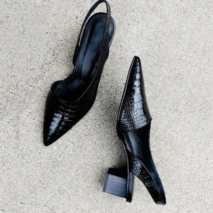 Orthopaedic Croco Brown Heels - Lara