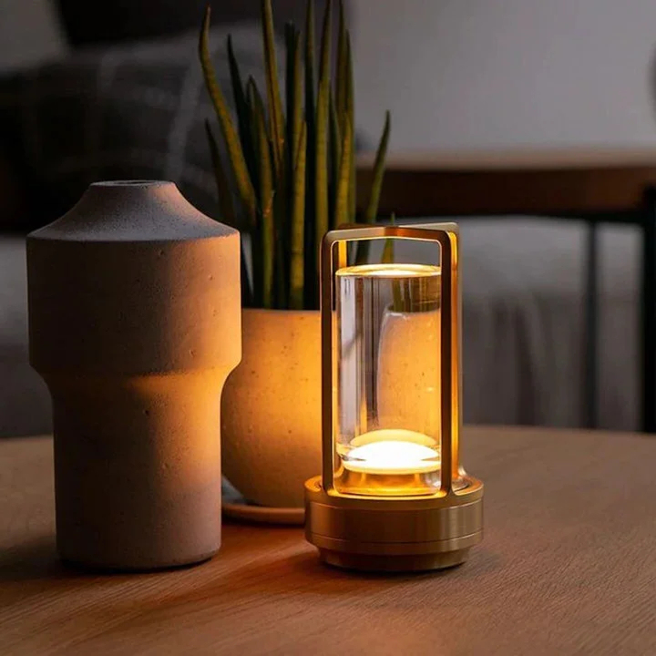 Warm Portable Battery Nightstand Lamp Gold - Cofik