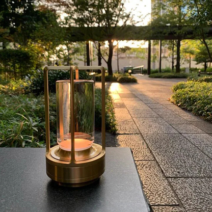 Warm Portable Battery Nightstand Lamp Gold