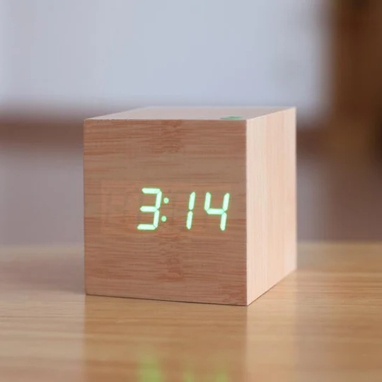Contemporary Wooden LED Clock
