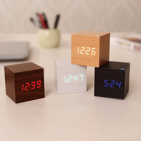 Contemporary Wooden LED Clock