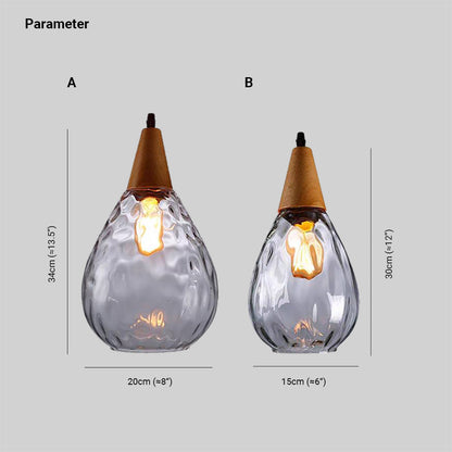 Stylish Glass Wooden Pendant Lamp Adjustable Hanging Light