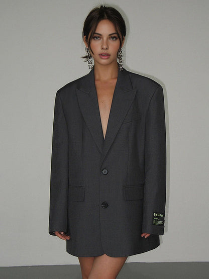 Oversized Longline Single-Breasted Blazer