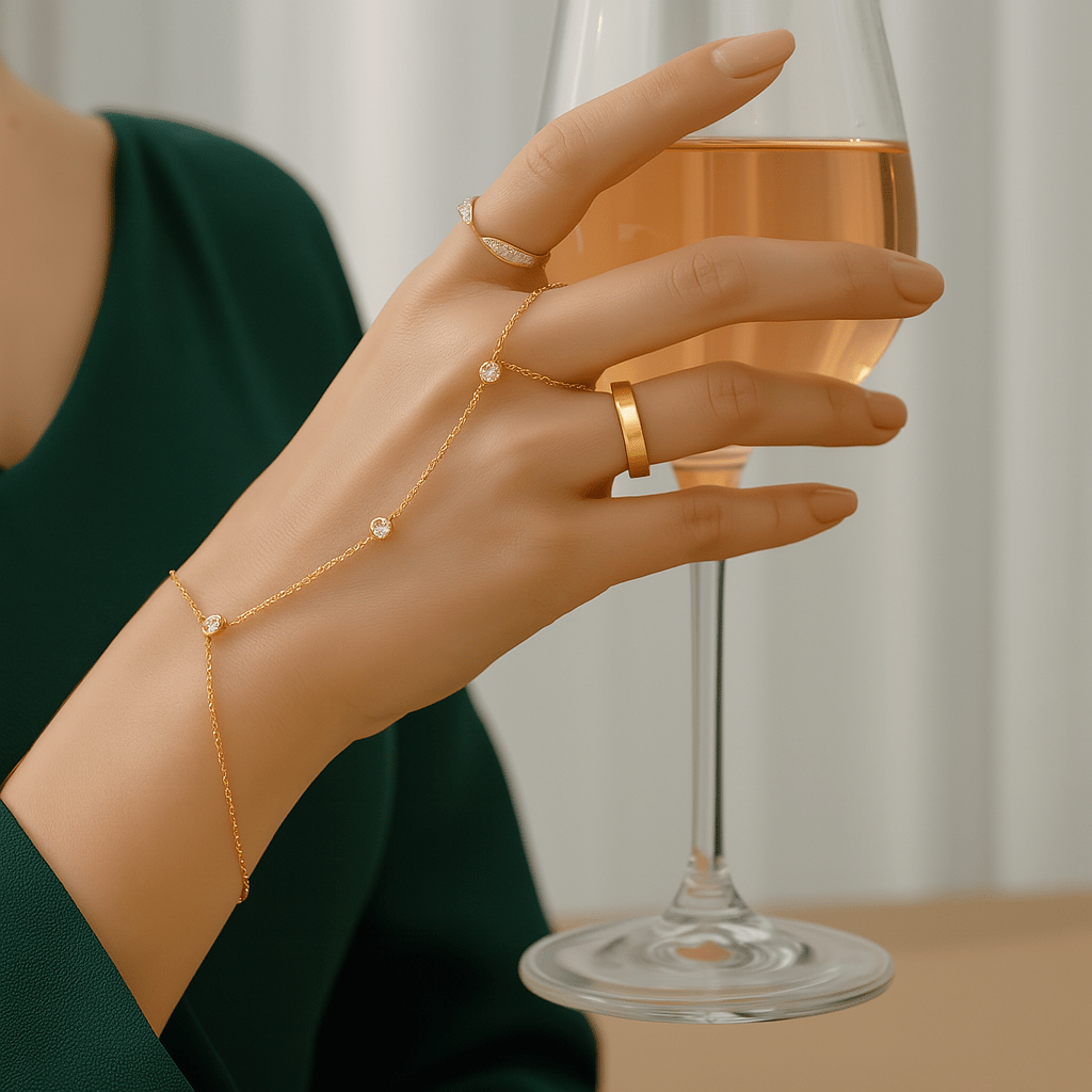 Sparkling Crystal Palm Ring Bracelet with Adjustable Fit