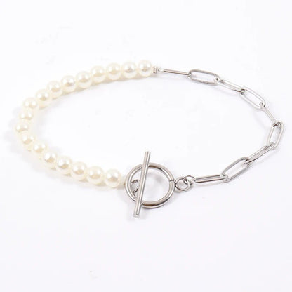 Simple Pearl Chain Bracelet Necklace Set