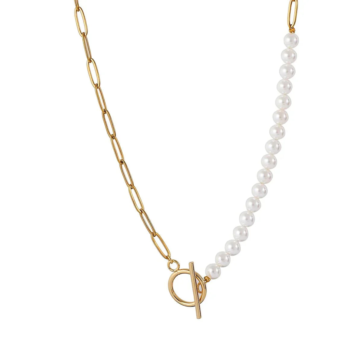 Simple Pearl Chain Bracelet Necklace Set