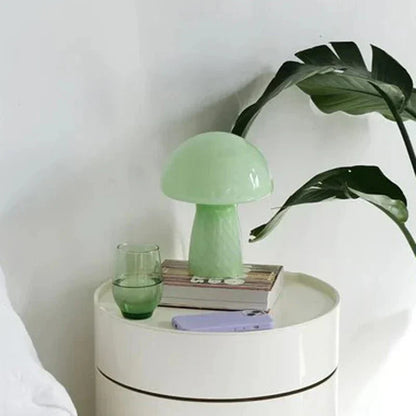 Soft Pink Glass Mushroom Desk Lamp - Cofik