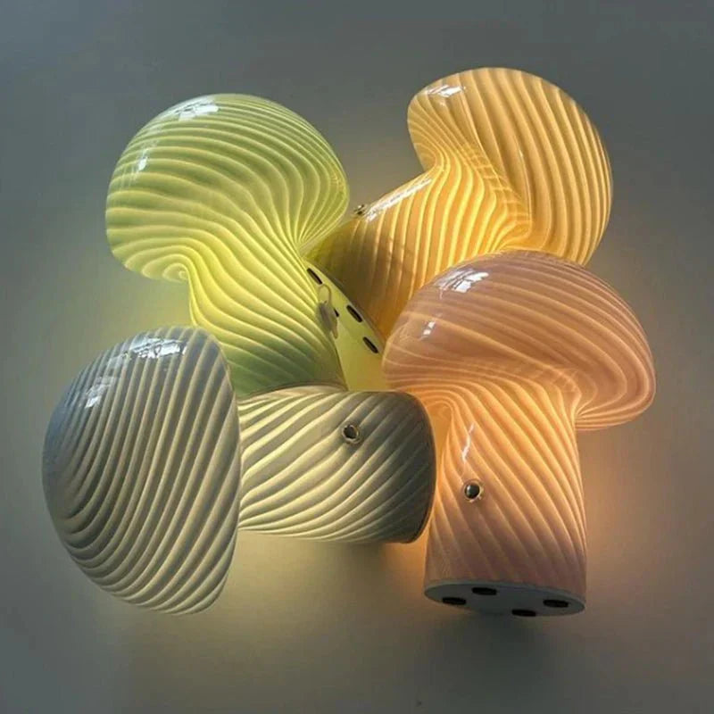 Soft Pink Glass Mushroom Desk Lamp