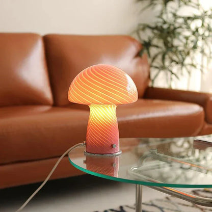 Soft Pink Glass Mushroom Desk Lamp