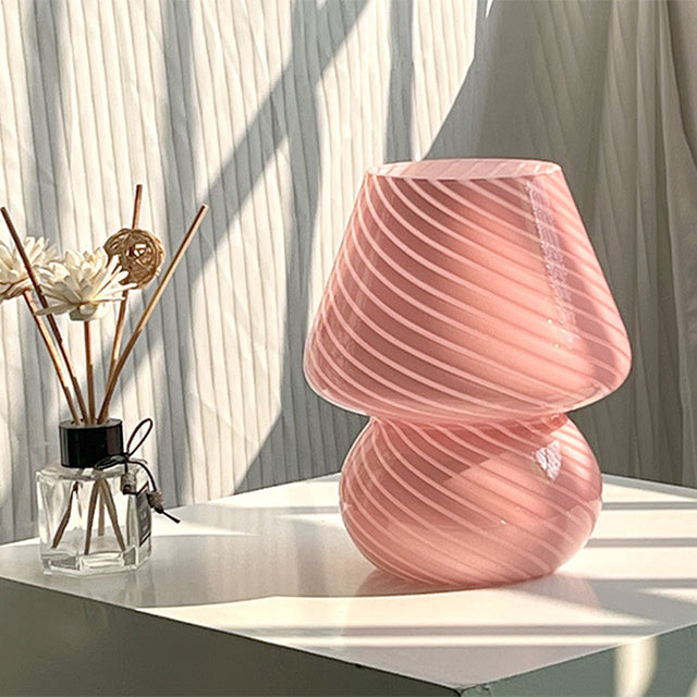 Glass Table Lamp in Fun Mushroom Design