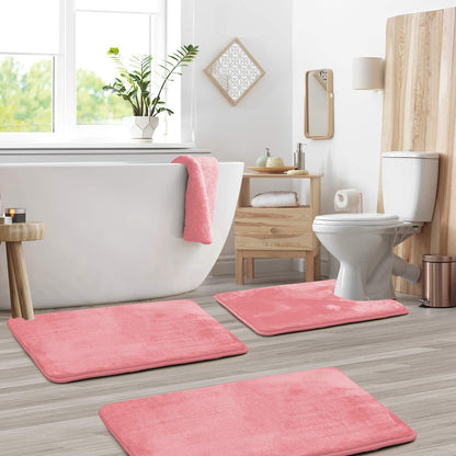 Soft Plush 3-Piece Bathroom Mat Set
