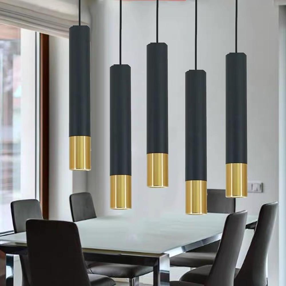 Sleek Gold Metal LED Pendant Island Light Fixture
