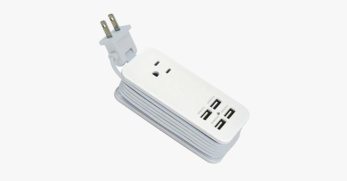 Compact Travel Charger with 4 USB Ports & Long Cable - Cofik