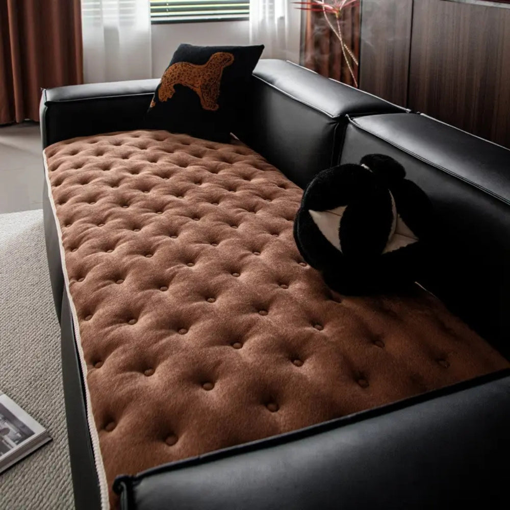 Plush Button-Tufted Sofa Cover
