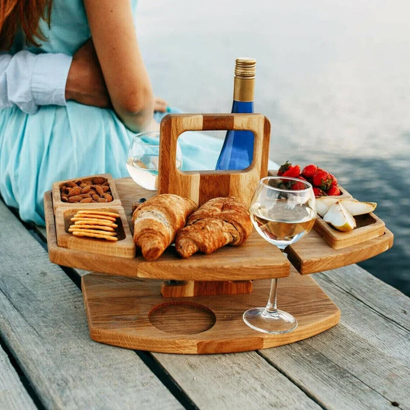 Compact Folding Wine Table Set
