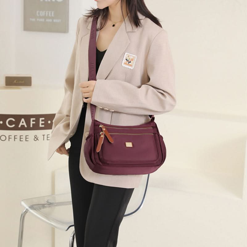 Slim Nylon Crossbody Bag with Compartments