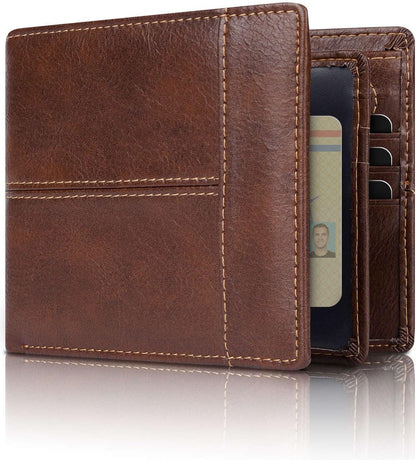Premium RFID-Blocking Leather Bifold Wallet for Men - SlimArmor