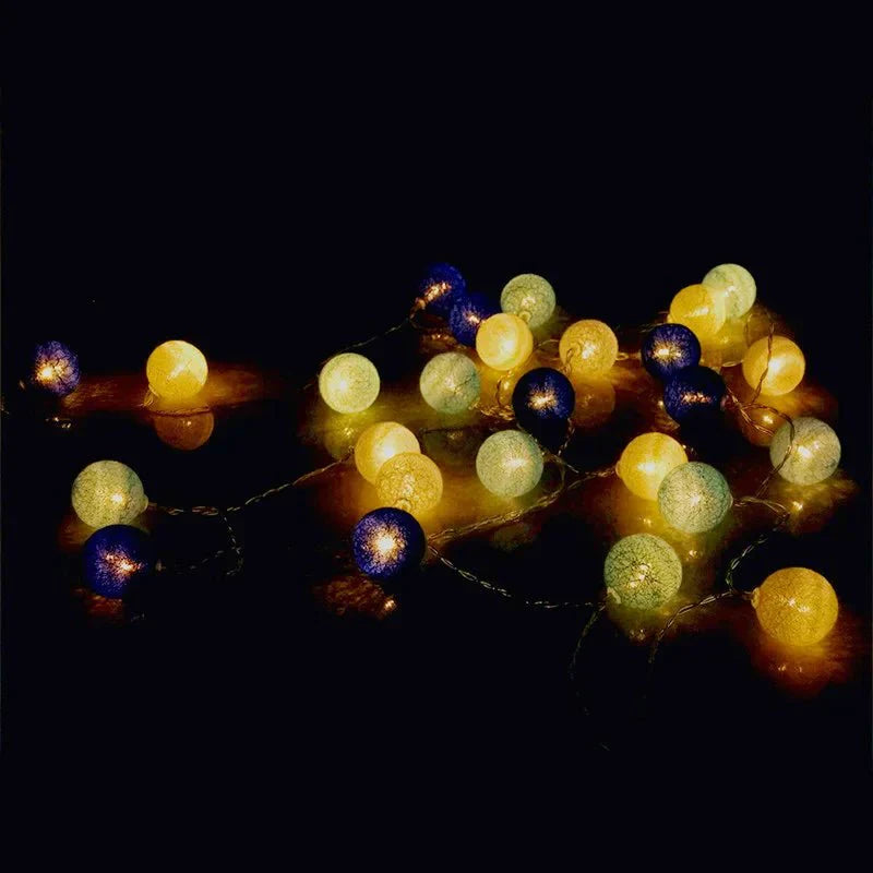 Colorful String Fairy Light Cotton Ball Decor