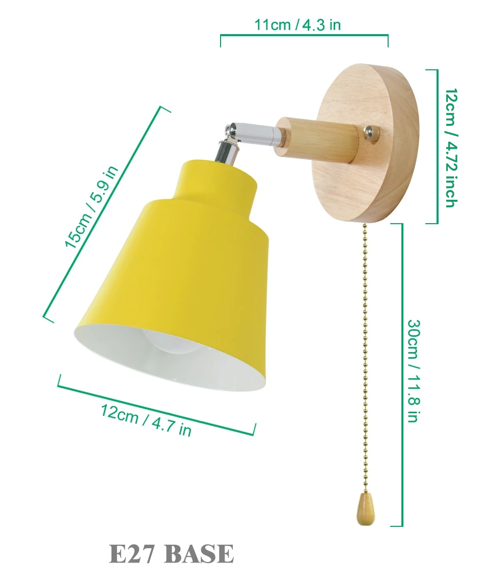 Adjustable Swing Arm Wall Lamp with Pull Cord Switch