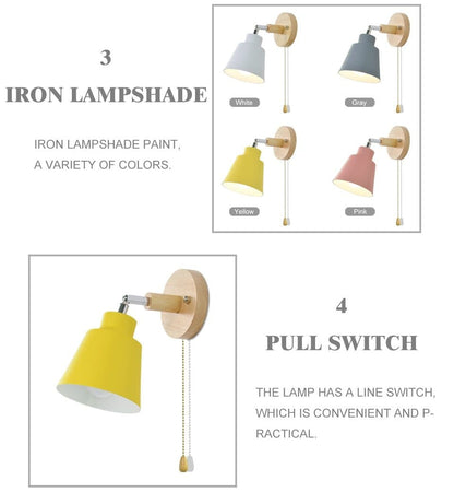 Adjustable Swing Arm Wall Lamp with Cord Pull Switch - Cofik