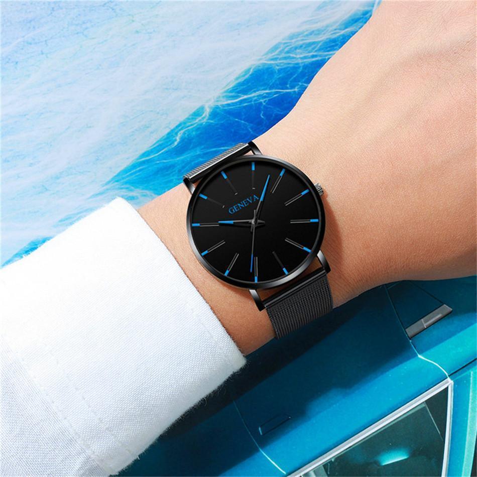 Slim Men's Leather Strap Watch