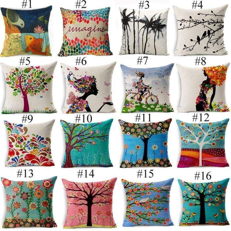 Colorful Bird Tree Life Home Decor Pillow Cover