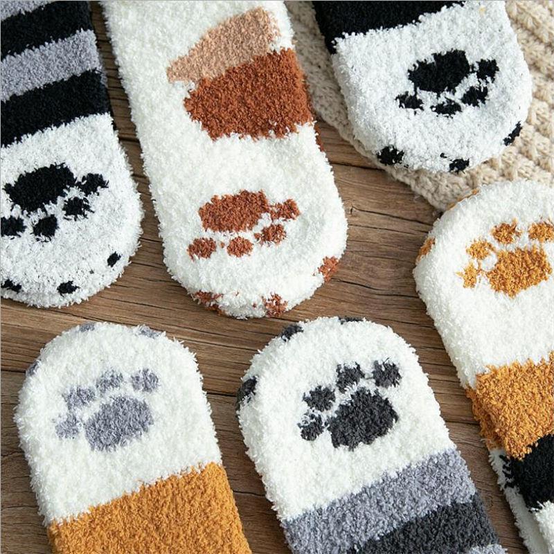 Cozy Fuzzy Cat Slippers Socks